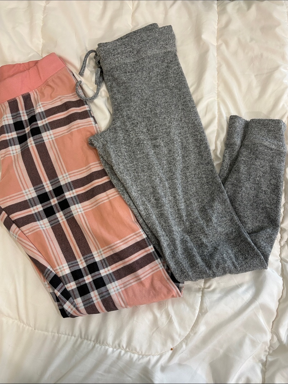 Kids' Cozy Gray Joggers and Pink Plaid Lounge Pants Set